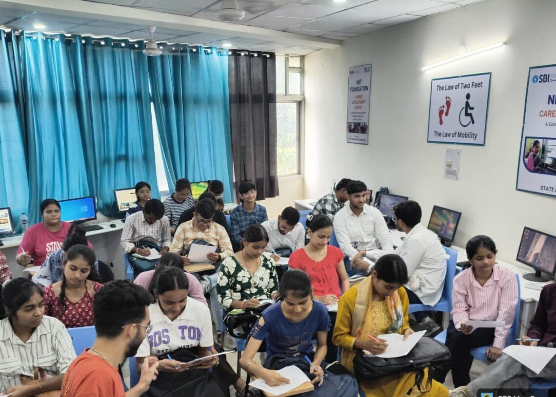 Students learning in a classroom